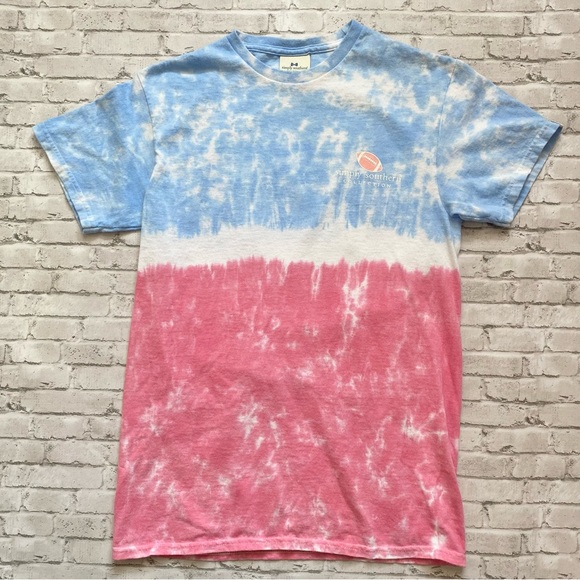 Simply Southern Football Tailgating Blue and Pink Graphic Tee - Picture 2 of 6